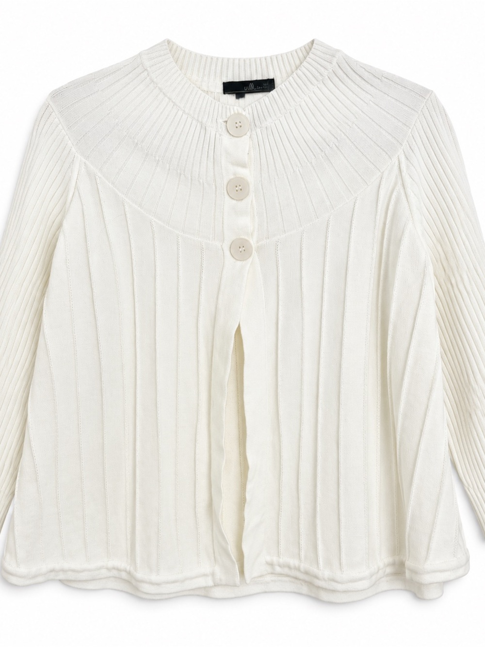 Willi Smith White Ribbed Button-Front Cardigan - Picture 2 of 4